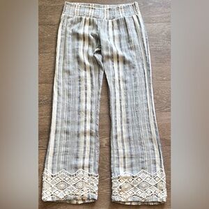 Rip Curl Blue/White Straps Crochet Lace Pants
